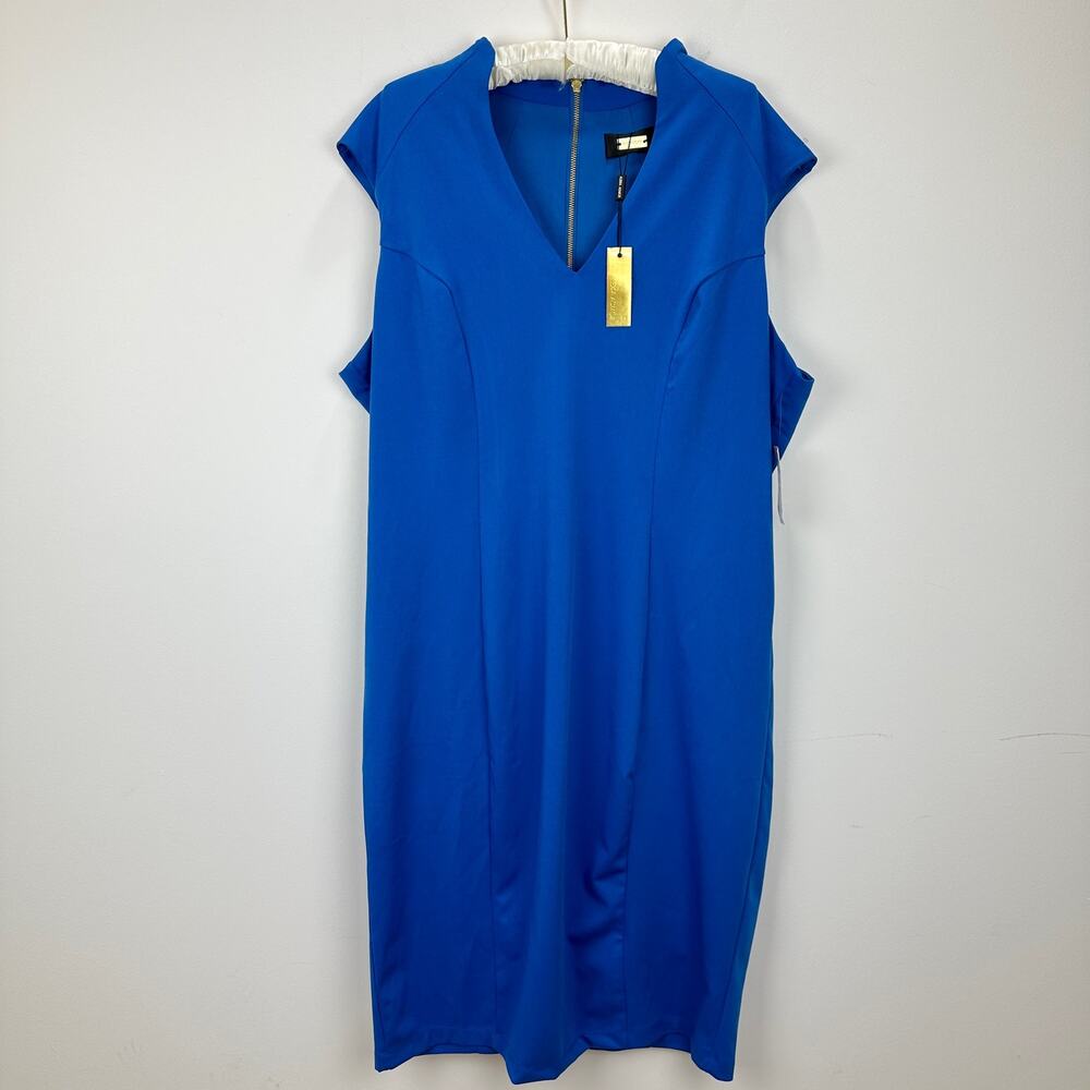 Alexia Admor Sheath Dress Cobalt Blue Cocktail Office Knee Length Classic 3X NWT - Picture 2 of 9